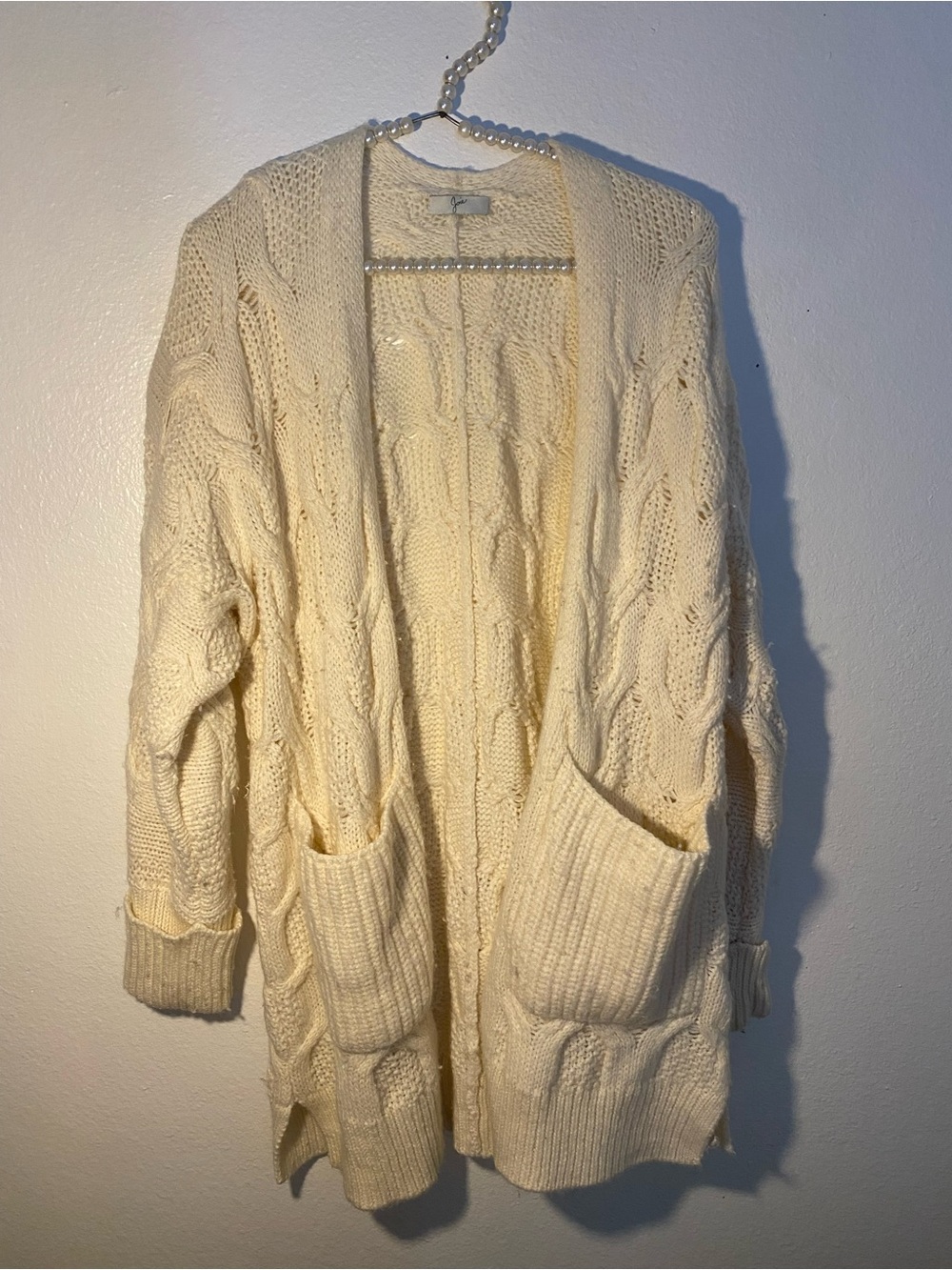 Joie Women’s Size Small White Cream Cable Knit Sweater Wool Cardigan